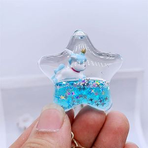 Creative Acrylic Liquid Keychain Unicorn Daisy <b>Floating</b> Keychain Charm Bag Pendant Kids Gift - Product Image 5