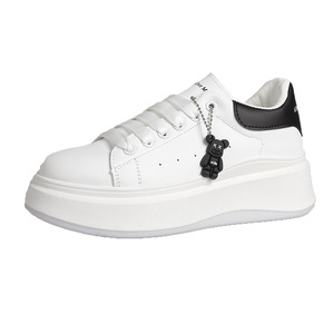 2024, <span class=keywords><strong>zapatillas</strong></span> informales blancas para <span class=keywords><strong>mujer</strong></span>, estilo deportivo de suela gruesa individual, tendencia Ins, aumento de altura, versátil, primavera para estudiantes - Product Image 5