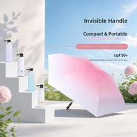 Parapluie pliant manuel rétractable ultraléger 50% dégradé de couleurs, anti-UV, portable de poche, tout-en-un, avec revêtement noir pour soleil et pluie