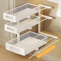 Panier de rangement télescopique grande capacité, multi-niveaux et multifonctionnel, pour sous-évier, organisateur d'épices pour cuisine