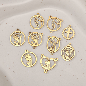 Colgantes Conectora de la Virgen María de 3 Agujeros, Pulidos a Espejo, de Acero Inoxidable, para Collares, Pulseras y Accesorios de Joyería - Product Image 6