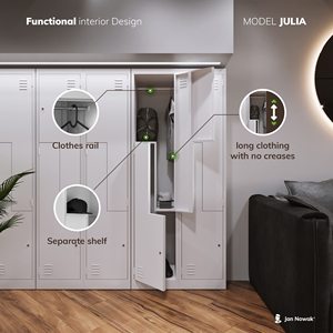Armario Metálico Escolar en Forma de Z, Muebles de Acero para Vestuario con Casillero Multifuncional en Forma de L y Almacenamiento de Plástico - Product Image 4