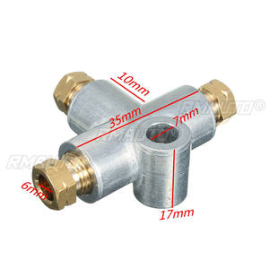 Nouveau raccord en T argenté à 3 voies pour conduite de frein avec 3 écrous mâles M10, en cuivre métrique court 3/16 10mm, pièces de rechange pour distributeur - Product Image 6