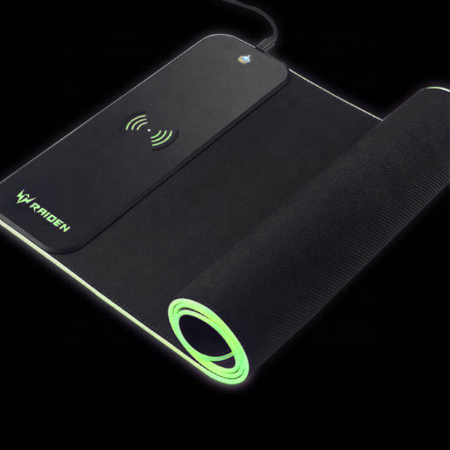 Wireless Charging 15W Anti-slip Rubber Gaming Mouse Pad with RGB LED Lighting Waterproof Surface Customizable 800x300mm in Stock