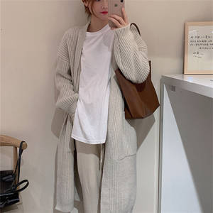 Cardigan d'hiver coréen pour filles, manteau épais en <span class=keywords><strong>laine</strong></span> tricotée, <span class=keywords><strong>veste</strong></span> en tricot, cardigans longs en cachemire pour femmes - Product Image 3