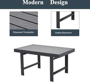 AJUNION Mobiliário De Jardim Moderno Sofá De Canto De Alumínio Conjunto De Jantar Ao Ar Livre HDPE Slat Table Top Sofá De Jantar Do Jardim com Banco - Product Image 5
