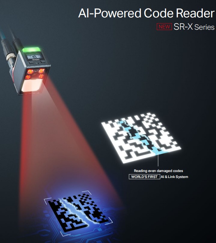 Keyence SR-X100W Industrial AI Barcode Reader - Autofocus, CMOS
