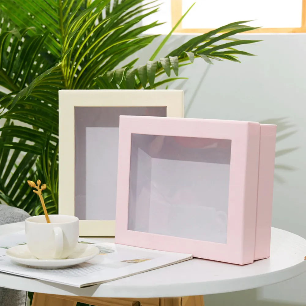 Emballage en papier de couleur personnalisé fenêtre transparente verpackungsbox rectangle présentation boîte-cadeau boîte de chemise avec couvercle transparent
