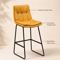 Tabouret de bar moderne et sophistiqué, rembourré, avec structure métallique, mousse haute résilience et revêtement poudré, pour usage commercial et domestique