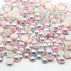 Mélange de tailles 2mm-12mm Pop arc-en-ciel couleurs ABS mixte perles à dos plat perles en plastique demi-rondes pour la fabrication artisanale