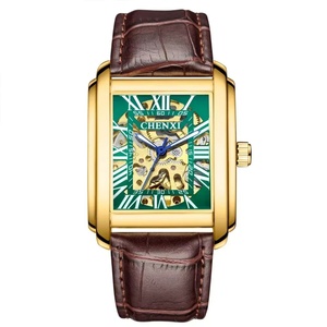 Montre mécanique de luxe sportive avec bracelet en cuir de 24 mm, boîtier en alliage, mouvement automatique, aiguilles en verre, résistante à l'eau, personnalisable pour votre marque. - Product Image 1