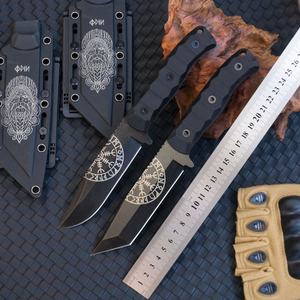 Cuchillo Bowie HK SS264 Dark Edge de hoja fija de alta calidad, de acero inoxidable, con punta recta, para desollar, para camping al aire libre, con mango de plástico, DIY - Product Image 6