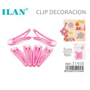 Base decorativa per fermagli per capelli ILAN da 5 cm, 6 pezzi, per bambine - Product Image 1