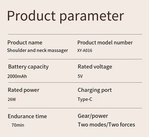 Masajeador Eléctrico de Cuello con Terapia de Calor, Recargable por USB, Amasamiento 3D, Vibración, Control de Tiempo, Batería de Litio - Product Image 5