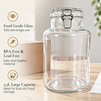 Vente en gros de pots en verre à large ouverture de 186 oz avec joint hermétique, récipients transparents pour pâtes et céréales, vaisselle en vrac, OEM