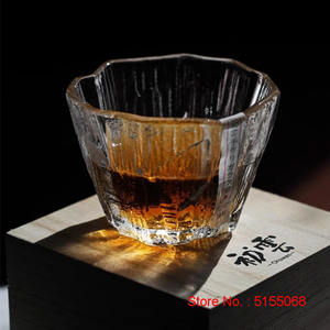 Design Japandi dritta bicchierino di vetro bicchierino di ghiaccio in cristallo di ghiaccio con scatola di legno per degustazioni di bicchieri di vino & Whisky - Product Image 6