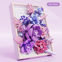 13063 Creative MOC DIY Photo Frame Flower Desk Decoration Block Set Kids Assemble Puzzle Building Block Plastic Toy Juguetes