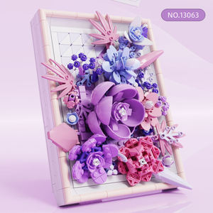 13063 Creative MOC DIY Photo Frame Flower Desk Decoration Block Set Kids Assemble Puzzle Building Block Plastic Toy Juguetes - Product Image 6