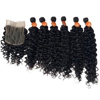 Extensiones de Cabello Pre-Adheridas, Mezcla de Cabello Humano al 80%, Liso y Rizado, Estilo Africano, Juego de 7 Piezas, 220g, para Tipos de Cabello Mixtos