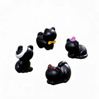 Ensemble de Statues en Résine de Chat Noir Mignon avec Différentes Décorations pour Micro-Paysage et Décoration d'Halloween