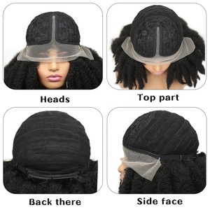 Perruques à lacet frontal en cheveux afro crépus de 14 pouces pour femmes noires africaines, tresses synthétiques Marley, perruques au crochet - Product Image 3