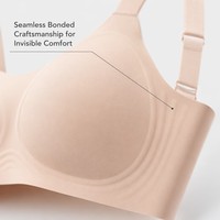 (S-5XL) Sujetador sin aros transpirable de copa completa para pechos grandes, de una pieza, sin costuras, con soporte, con almohadillas extraíbles y espalda con tiras
