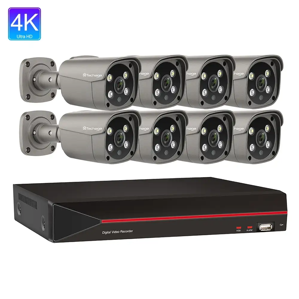 4K Überwachungs kamerasystem Poe CCTV Kit 8-Kanal 4K 8MP Bewegungs erkennung Zwei-Wege-Audio-IP-Bullet-Kamera