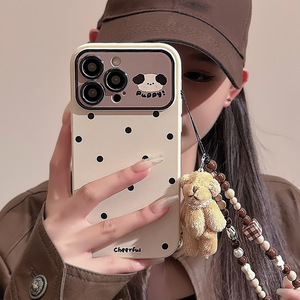 Coque de téléphone antichoc en TPU motif pois minimaliste avec cordon petit ours pour iPhone 17 15 16 Pro 11 et Huawei Mate 60 - Product Image 2