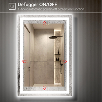 US Local Stock 28W 36H Pouces Trempé Sans Cadre Tactile Réglable Anti-Brouillard Led Lumière Smart Salle De Bains Miroir Avec Lumière Led