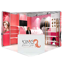 Stand d'exposition modulaire personnalisé avec cadre en aluminium, support d'affichage en tissu, rétroéclairage LED, transfert thermique CMYK, vitrine de vente au détail
