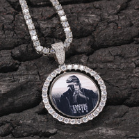 Collier chaîne tennis personnalisé en or avec zircon cubique et pendentif photo rotatif, bijoux hip-hop en cuivre pour les fêtes, dropshipping