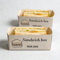 Boîte à sushi en carton biodégradable de qualité alimentaire, design personnalisé, réutilisable, conteneur à sandwich fait main, boîte à collation, boîte à hamburger