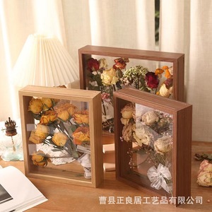 Dried Flower Photo <b>Frame</b> Wooden Rectangular Double Side Tabletop Display Box Preserved Rose Handmade Home Decor - Product Image 3