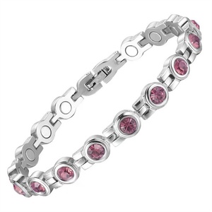 High Quality Magnetic Stainless Steel <b>Crystal</b> Colorful Natural Stone <b>Bracelet</b> for Women - Product Image 5