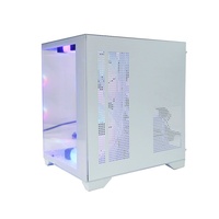 Gabinete de PC MANMU Stock Gaming Mid Tower, color blanco, vidrio templado transparente, gabinetes de computadora Matx para gamers con ventiladores RGB.