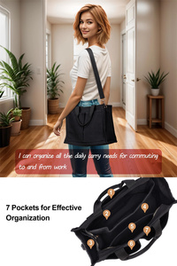 Bolso de lona con cremallera 7 bolsillos Bolso de compras de lona de moda Correa de hombro desmontable <span class=keywords><strong>Trabajo</strong></span> de viaje Bolso de Mano individual - Product Image 4