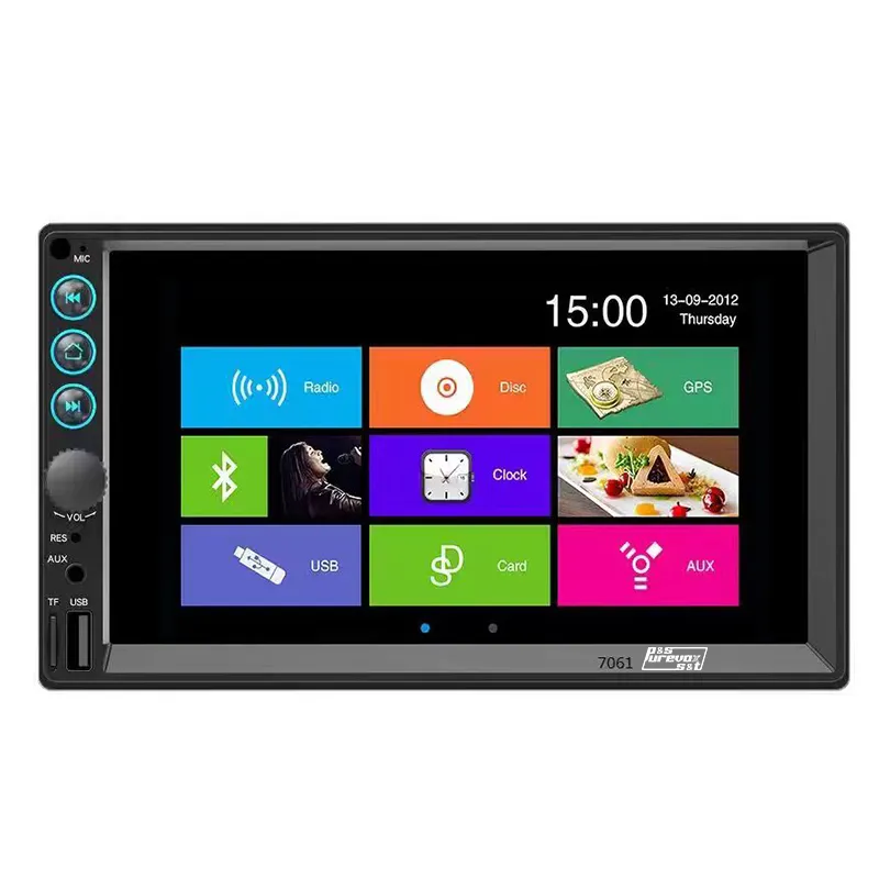 OEM-Lieferant 7 Zoll Touchscreen 2 Din Autoradio Mp5 Player mit BT FM SD USB AUX Spiegellink mit Rückkamera