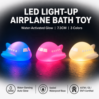 Jouet de bain lumineux en forme d'avion, flottant, clignotant, en caoutchouc, jouet de transport, lumière LED à changement de couleur, animaux pour le bain