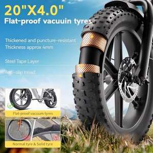 Bicicleta Eléctrica Plegable Alemana F008 de 20 Pulgadas, 48V 250W 15Ah, Neumáticos Gruesos, Bicicleta Eléctrica Urbana, Precio de Fábrica con Envío Directo desde la UE - Product Image 6