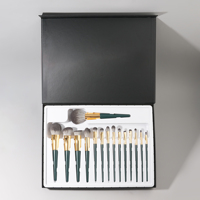 Ensemble de pinceaux de maquillage de luxe avec manche en bois vert et tube en or rose, pinceaux pour poudre et contour, logo personnalisé, Pennello Per Il Trucco