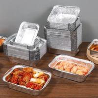 Boîtes à lunch jetables en aluminium R14548H de 420 ml avec couvercle, conteneur pour la restauration rapide, forme rectangulaire, 1000 pièces