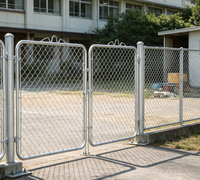 Portail de sécurité en treillis losange galvanisé à double ouverture pour clôture à mailles losangées, idéal pour la cour résidentielle, le jardin et l'entrée de la propriété