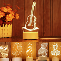 Lampes LED Illusion 3D Créatives, Mini Lampe de Table/Bureau LED en Acrylique Chaude pour Décoration, Veilleuses