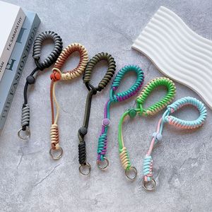 Adjustable Nylon Braided Wrist Strap and Short Anti-Lost Keychain Universal Colorful Hand Lanyard for Phones and Keys