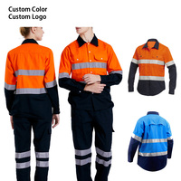 Uniformes de sécurité réfléchissants fluorescents de construction de sécurité de visibilité élevée de coton vêtements de travail globaux