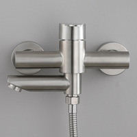 Ensemble de douche et baignoire moderne et minimaliste en acier inoxydable brossé avec robinet à main double fonction chaud/froid pour usage domestique