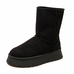 Women's <strong>Classic</strong> Mid Calf Winter Snow Boots Soft Anti-Slip Ankle Fur Lined Warm Faux Suede Leather Comfortable Mid Calf <strong>Platform</strong> - Product Image 2