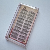 Faux cils réutilisables semi-faits à la main, en fibres synthétiques auto-adhésives, effet queue de renard, racine fine et naturelle, 20 rangées