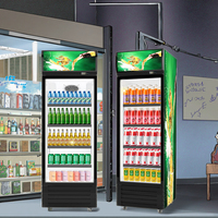 Réfrigérateur commercial vertical à porte simple, double ou triple vitrée, pour supermarché, affichage, dégivrage manuel, refroidisseur de boissons, refroidisseur