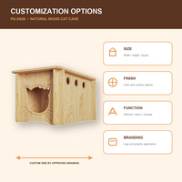 Caja de Madera Natural Personalizada para Gatos con Orificios de Ventilación, Espacio de Descanso Cerrado para Gatitos en Interiores, Muebles para Mascotas